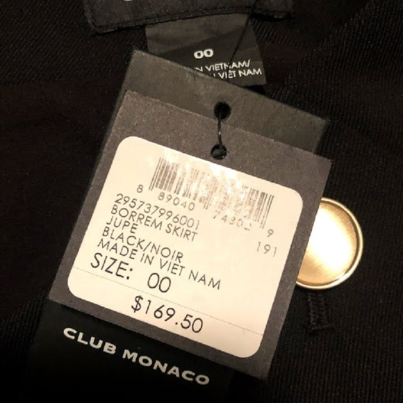 NWT Club Monaco Black Borrem Skirt 00 - Picture 4 of 6